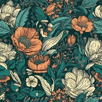 Vector floral seamless pattern illustration Stock Illustration