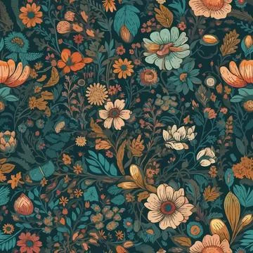 Vector floral seamless pattern illustration Stock Illustration