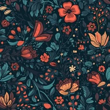 Vector floral seamless pattern illustration Stock Illustration