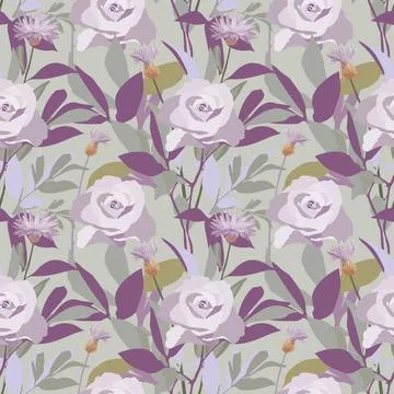 Vector floral seamless pattern. Illustration with roses and cornflowers on... Stock Photos