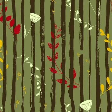 Vector floral seamless pattern. Ink lines and colorful flowers. Stock Illustration