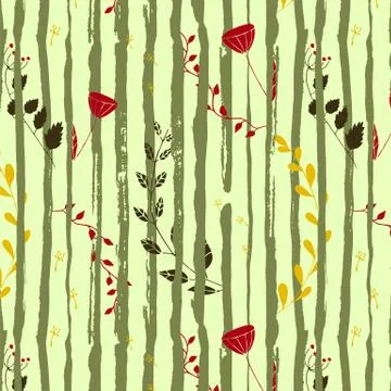 Vector floral seamless pattern. Ink lines and colorful flowers. Stock Illustration