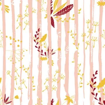 Vector floral seamless pattern. Ink lines and colorful flowers. Illustrazione stock