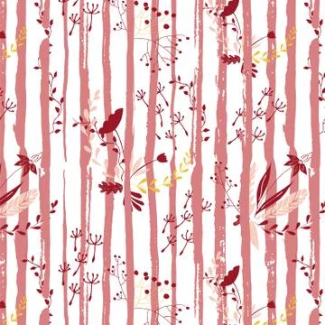 Vector floral seamless pattern. Ink lines and colorful flowers. Illustrazione stock