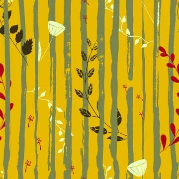 Vector floral seamless pattern. Ink lines and colorful flowers. Illustrazione stock