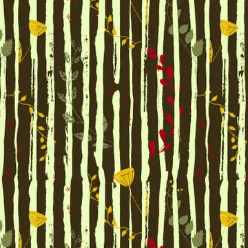 Vector floral seamless pattern. Ink lines and colorful flowers. Stock Illustration