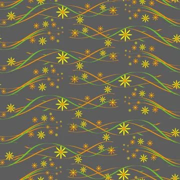 Vector floral seamless pattern with leaves and flowers. Spring or summer desi Stock Illustration