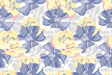 Vector floral seamless pattern. Pastel flower background. Stock Illustration
