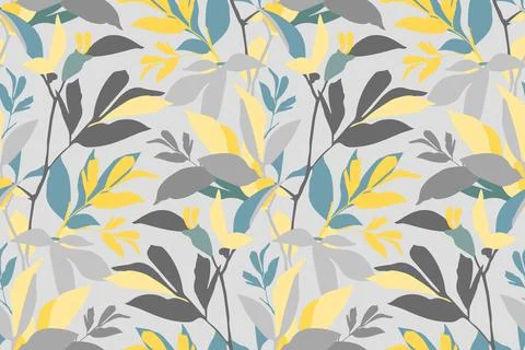 Vector floral seamless pattern. Pastel branches with leaves. Stock Illustration