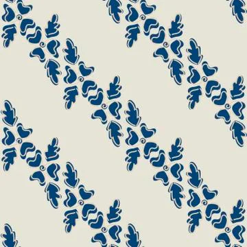 Vector floral seamless pattern. Silhouettes and outlines of blue stylized col Stock Illustration