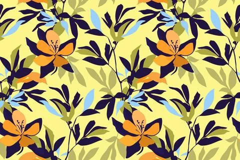 Vector floral seamless pattern. Summer print. Stock Illustration