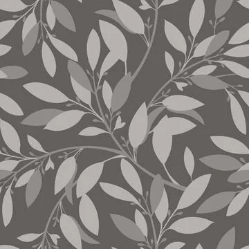 Vector floral seamless pattern. Twigs and light coffee colored leaves on a... Stock Photos