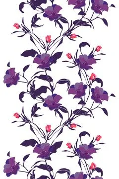 Vector floral seamless pattern, vertical decorative border. 스톡 일러스트