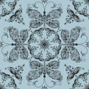 Vector floral seamless spring pattern with butterflies Stock Illustration