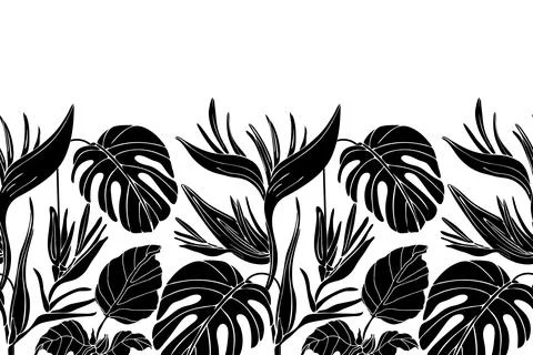 Vector floral seamless tropical pattern, border. Panoramic horizontal design Illustrazione stock