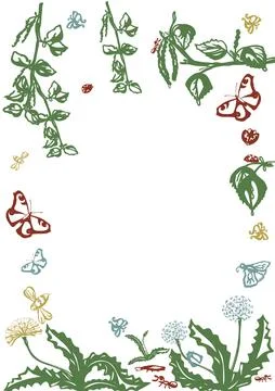 Vector floral set. Graphic collection with leaves and flowers, drawing elemen Stock Illustration