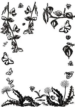 Vector floral set. Graphic collection with leaves and flowers, drawing elemen Stock Illustration