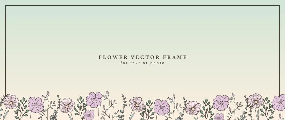 Vector floral spring frame with small flowers and branches. 스톡 일러스트
