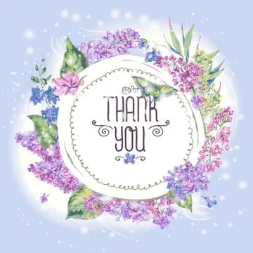 Vector floral spring greeting card of lilac Stock Illustration