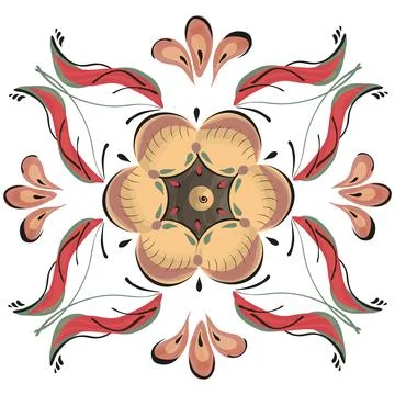 Vector floral stylized elements in Russian folk style for postcards, fabric p Stock Illustration