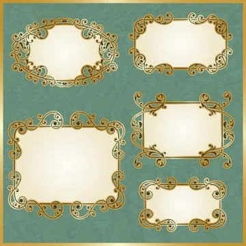 Vector floral swirly golden frames Stock Illustration