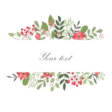 Vector floral template with a place for text. Botanical illustration 스톡 일러스트