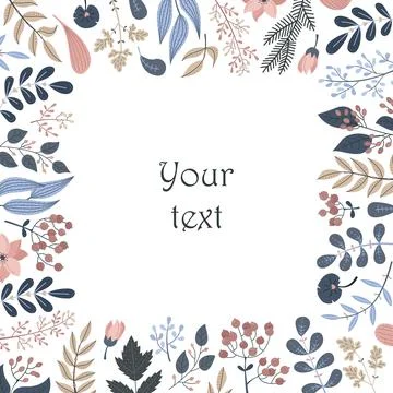 Vector floral template with a place for text. Botanical illustration Ilustração Stock