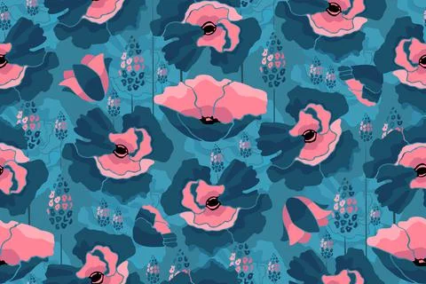 Vector floral tile pattern. Seamless flowers background. Stock Illustration