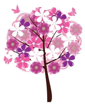 Vector Floral Tree Stock Illustration