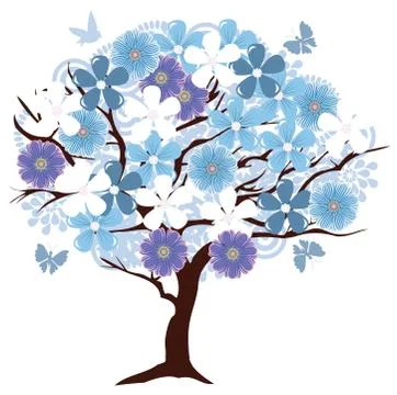 Vector Floral Tree Stock Illustration