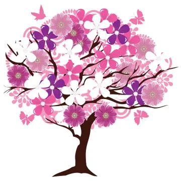 Vector Floral Tree Stock Illustration