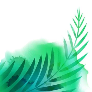 Vector floral tropical pattern background with jungle leaves. Abstract stripp Stock Illustration