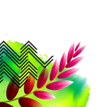 Vector floral tropical pattern background with jungle leaves. Abstract stripp Stock Illustration