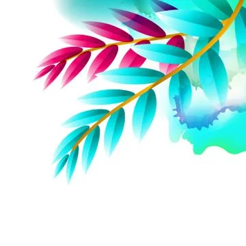 Vector floral tropical pattern background with jungle leaves. Abstract stripp Stock Illustration