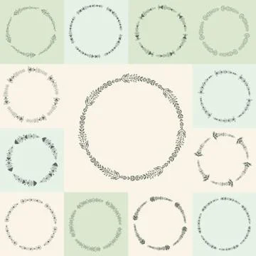 Vector flourish circle and frames Stock Illustration