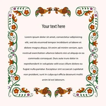Vector flower and rooster frame Stock Illustration