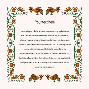 Vector flower and rooster frame Stock Illustration