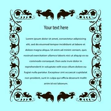 Vector flower and rooster frame Stock Illustration