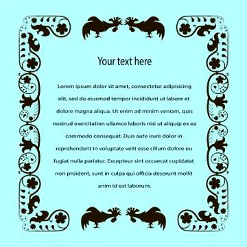 Vector flower and rooster frame イラスト素材