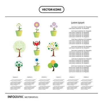 Vector flower and tree symbol Stock Illustration