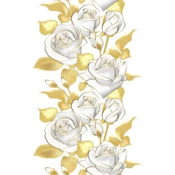 Vector Flower Border. Realistic rose, 3d illustration. Stock Illustration