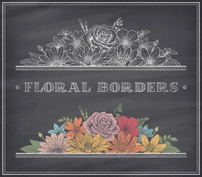 Vector Flower Chalkboard Border Stock Illustration