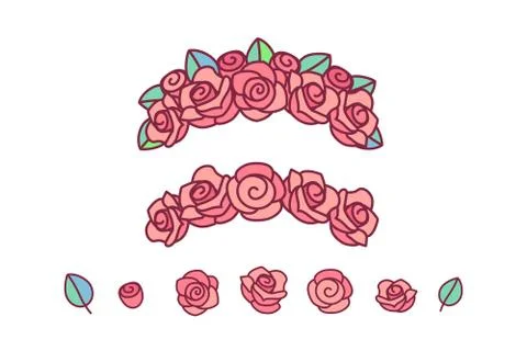 Vector flower crown rose wreath Stock Illustration
