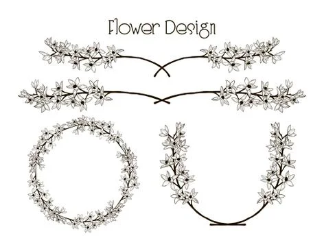 Vector Flower Design. Divider, Text Frame and Wreath Stock Illustration