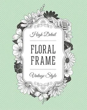 Vector Flower Frame label Stock Illustration