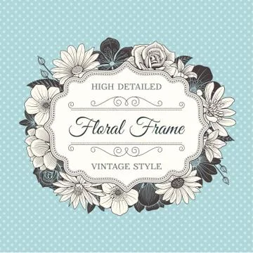 Vector Flower Frame label Stock Illustration
