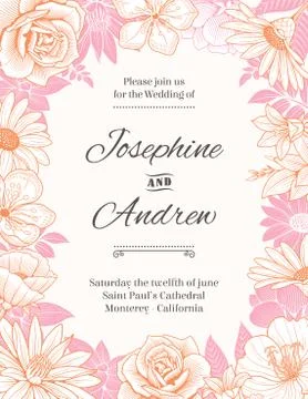 Vector Flower Frame Wedding invite Stock Illustration