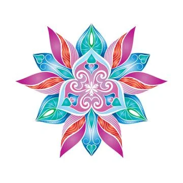 Vector flower gradient color mandala over white. Stock Illustration