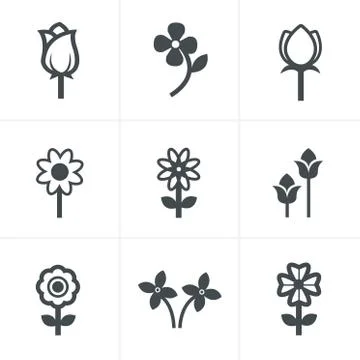 Vector Flower icon set Illustrazione stock