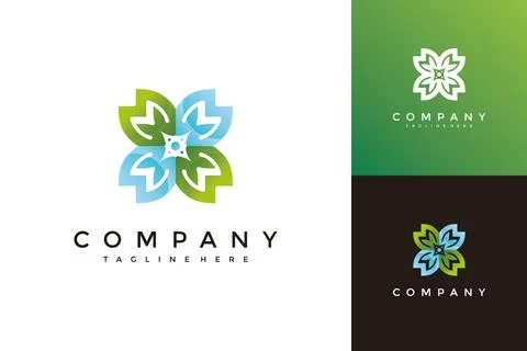 Vector flower with M letter logo collection Stock Illustration